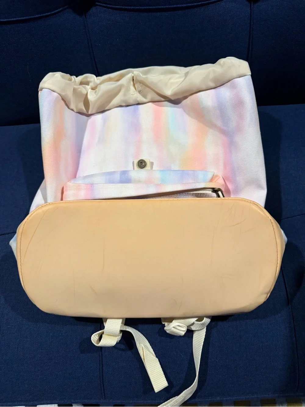 Jansport Pastel Rainbow Tie-Dye Backpack with Cream Trim
